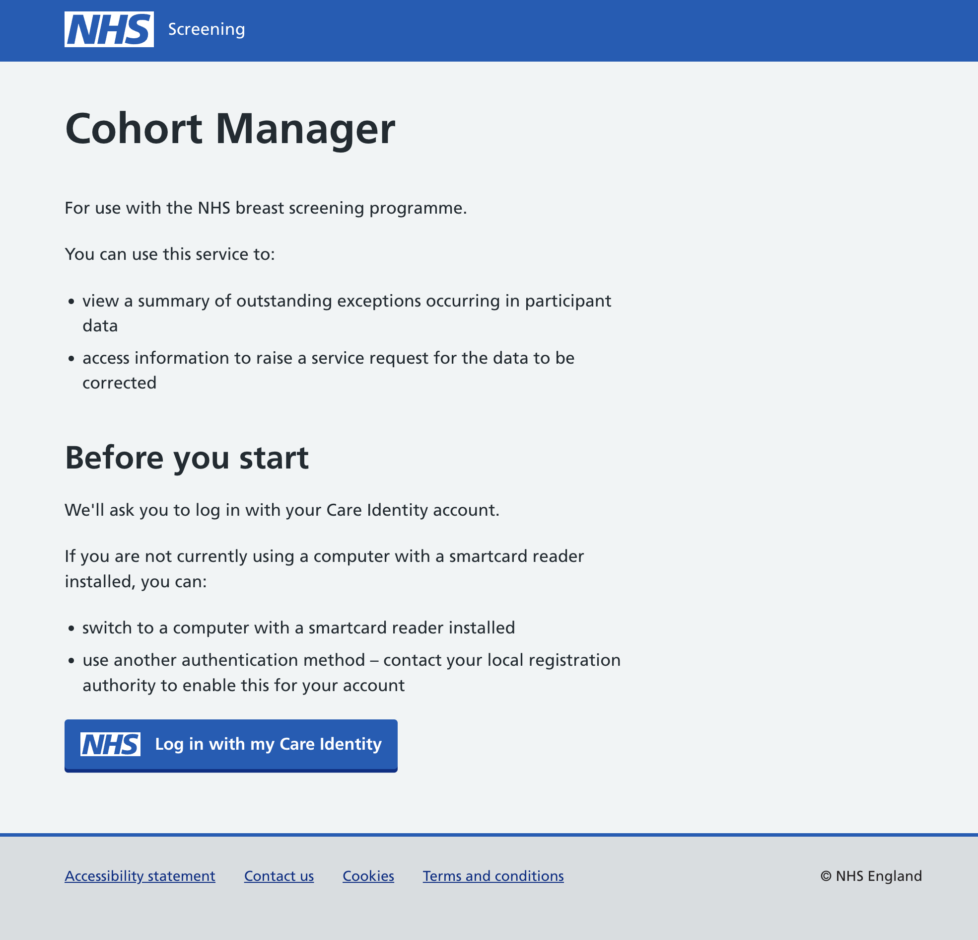 NHS CIS2 Login Page