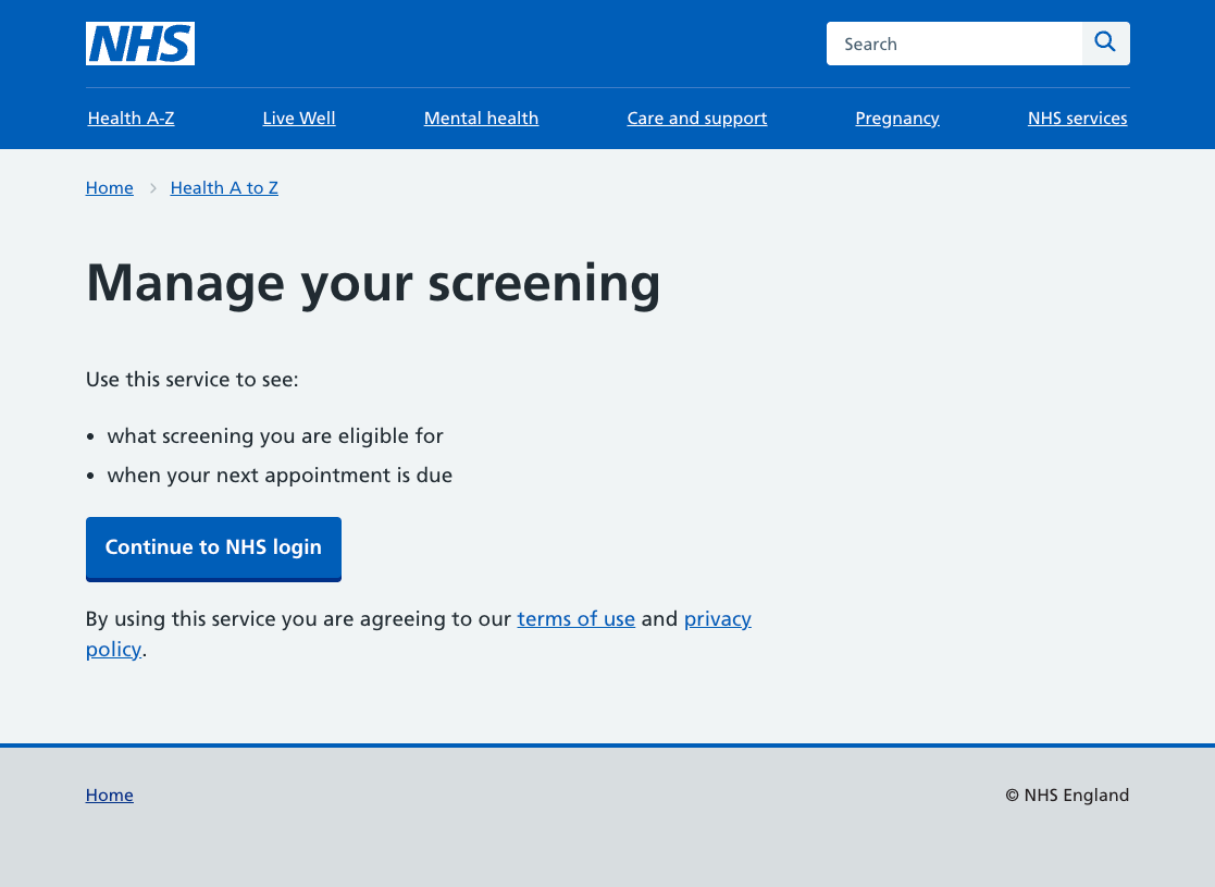 Screenshot of Developing a service to allow people to manage their breast cancer screening appointments